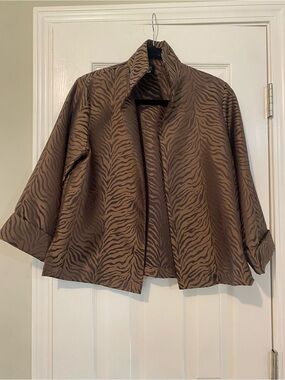 Connie Roberson Brown Black Tiger Stripe 100% Jacquard Silk Size S Pristine
